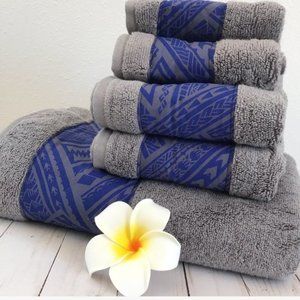 HANDMADE Polynesian Print Bath Towel Set